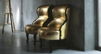 Sellerina armchair. 55x64 h.83 Gold, blue posament