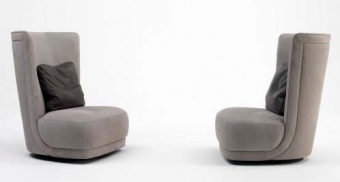Etienne Bergere revolving armchair. 85x92 h.100 Nabuck Light Grey with cushion Joyce Tuscany Grosseto